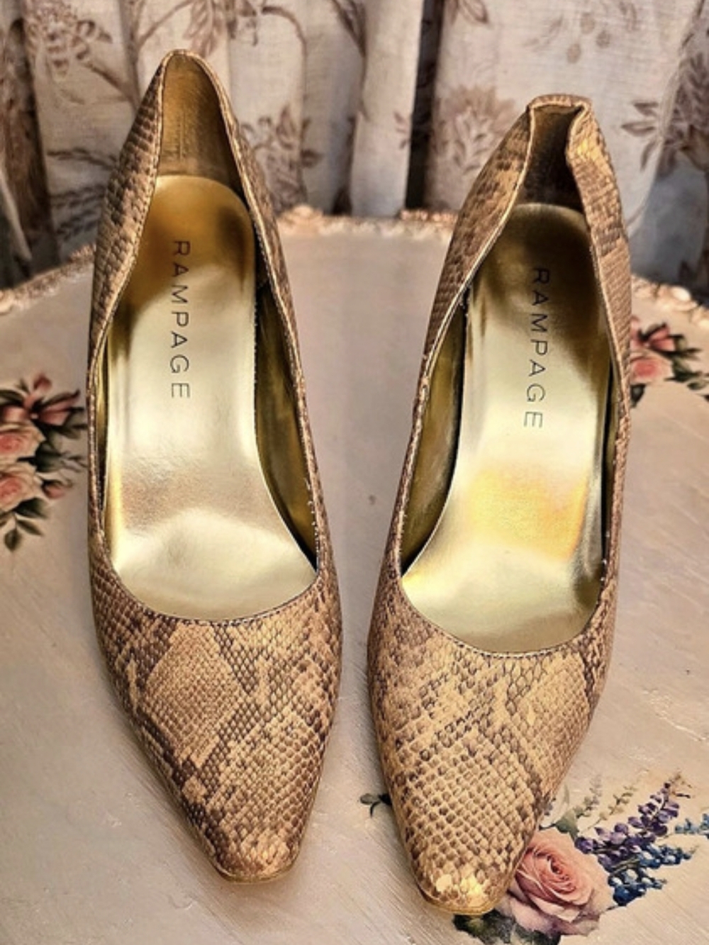 Rampage Marlo Women's Brown Animal Print Pointed-Toe Heels Size 8.5